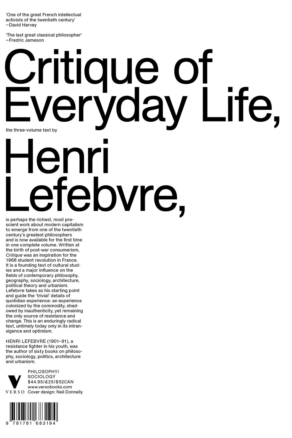 Critique of Everyday Life: The Three-Volume Text by Henri Lefebvre